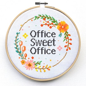 Office Sweet Office Cross Stitch Pattern - Office Embroidery Pattern - DIY Decor