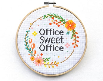 Office Sweet Office Cross Stitch Pattern - Office Embroidery Pattern - DIY Decor