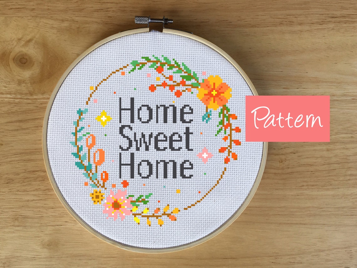 Modern Cross Stitch Kit Home Sweet Home Home Cross Stitch Etsy
