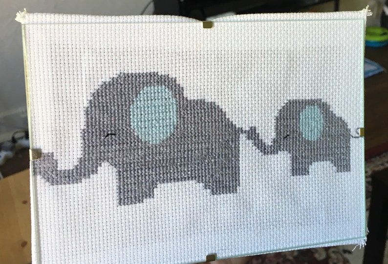 Elephant Cross Stitch Pattern Adorable Cute Mama And Baby Elephant Cross Stitch Pattern Nursery image 4