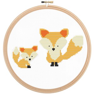 Cute Animals Cross Stitch Patterns Set - Mama & Baby Animals Embroidery
