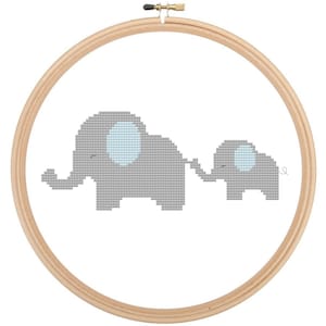 Elephant Cross Stitch Pattern Adorable Cute Mama And Baby Elephant Cross Stitch Pattern Nursery image 1