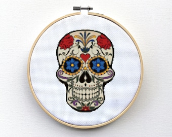 Sugar Skull Cross Stitch Pattern - Day of the Dead Cross Stitch Pattern - Mandala Cross Stitch Pattern - Halloween