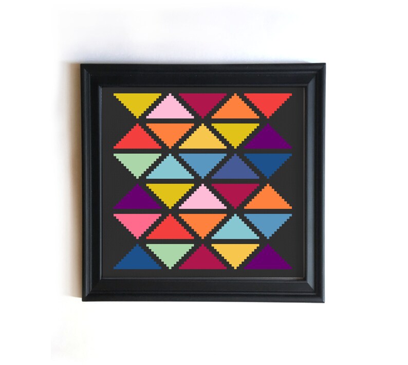Needlepoint Counted Cross Stitch Pattern Geometric Modern Triangles Cross Stitch Kit Beginner