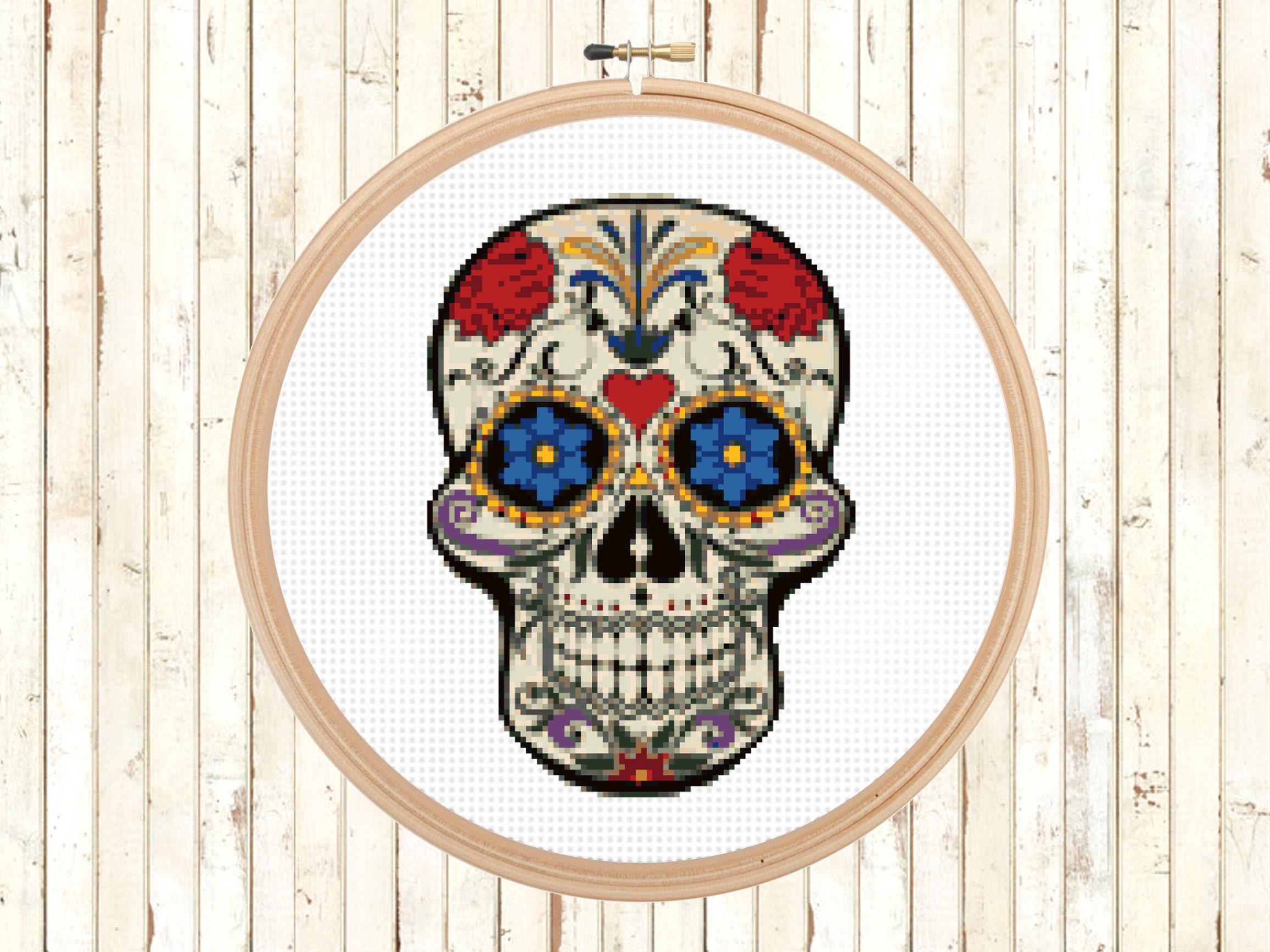 Sugar Skull Cross Stitch Pattern - Day of the Dead Cross Stitch Pattern ...