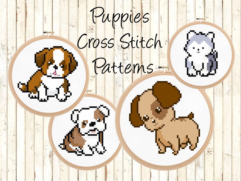 Beginner Cross Stitch Kit Puppy Dog Husky Puppy