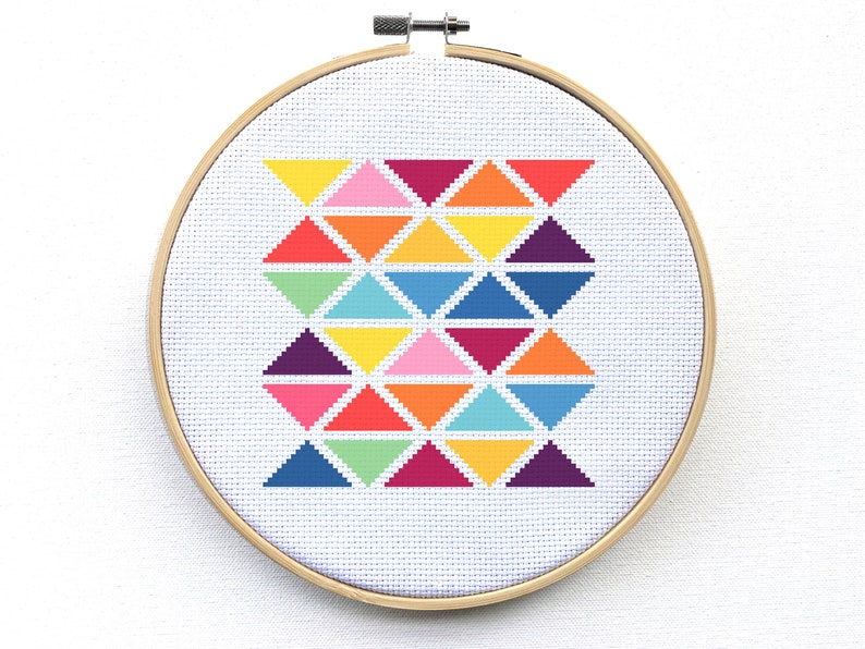 Needlepoint Counted Cross Stitch Pattern Geometric Modern Triangles Cross Stitch Kit Beginner