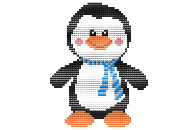 Beginner Cross Stitch Pattern Cute Penguin Counted Cross Etsy