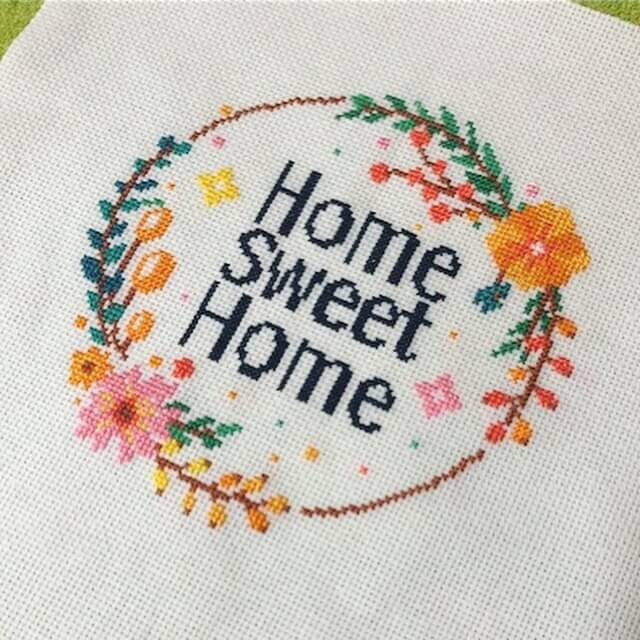 Modern Cross Stitch Kit Home Sweet Home Home Cross Stitch Etsy
