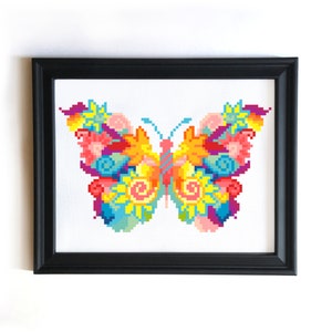 Mandala Butterfly Cross Stitch Pattern - Modern Embroidery