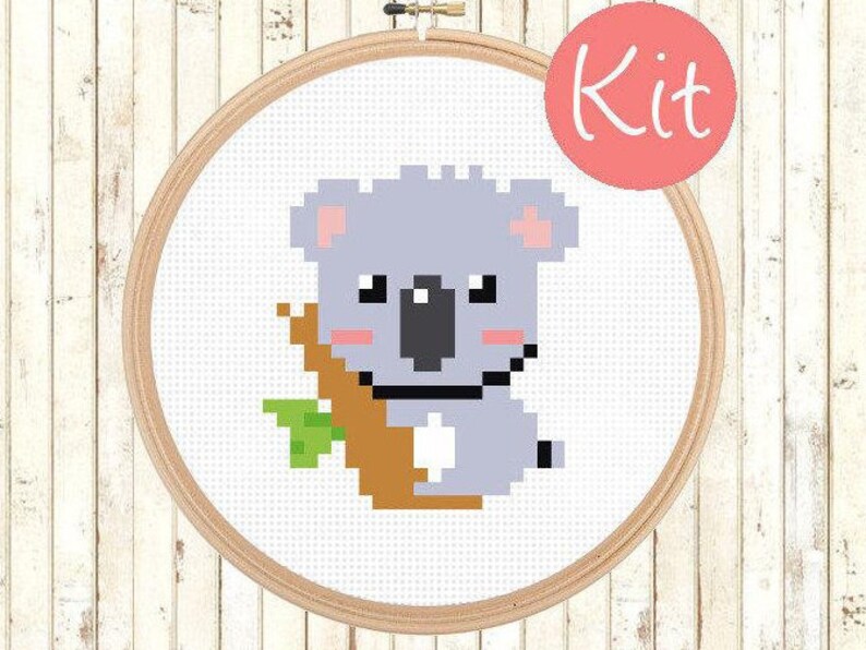 Beginner Cross Stitch Kit for Kids Koala Cross Stitch Kit | Etsy