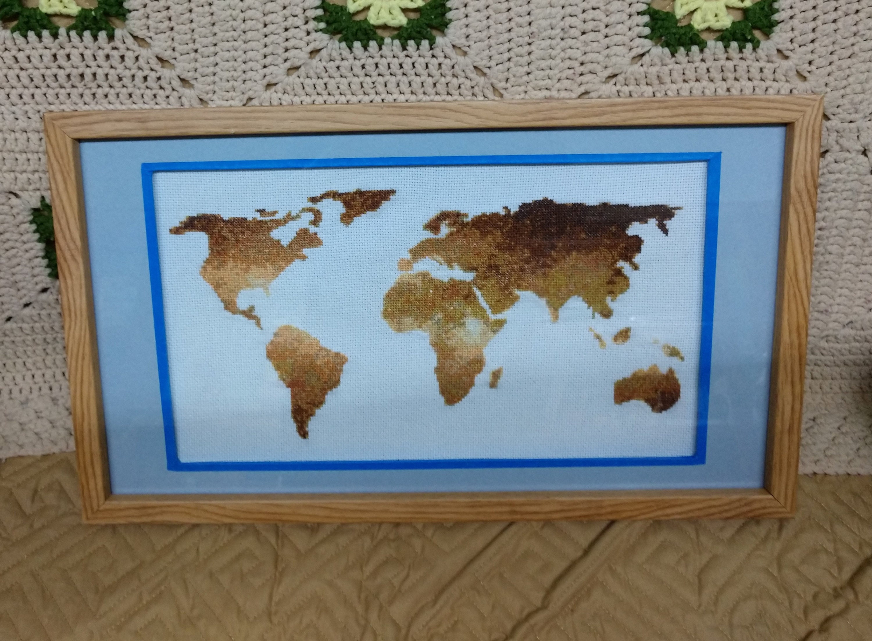 World Map Cross Stitch Pattern, Cross Stitch PDF, Gold, Golden, Modern ...
