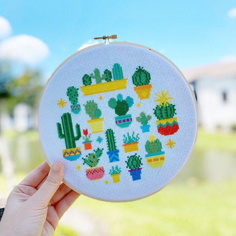 Cross Stitch Kit Beginner Embroidery Kit Cactus Cross Etsy