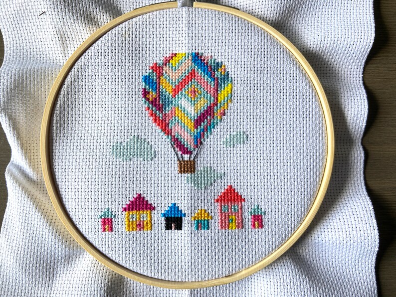 Hot Air Balloon Cross Stitch Kit Beginner Cross Stitch Etsy
