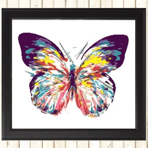 Modern Butterfly Cross Stitch Pattern, Painting xstitch, Art xstitch, Counted Cross Stitch Pattern, Embroidery Pattern, Cross Stitch Design