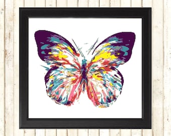 Modern Butterfly Cross Stitch Pattern, Painting xstitch, Art xstitch, Counted Cross Stitch Pattern, Embroidery Pattern, Cross Stitch Design