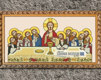 The Last Supper Colored Cross Stitch Pattern (PDF Downloadable)