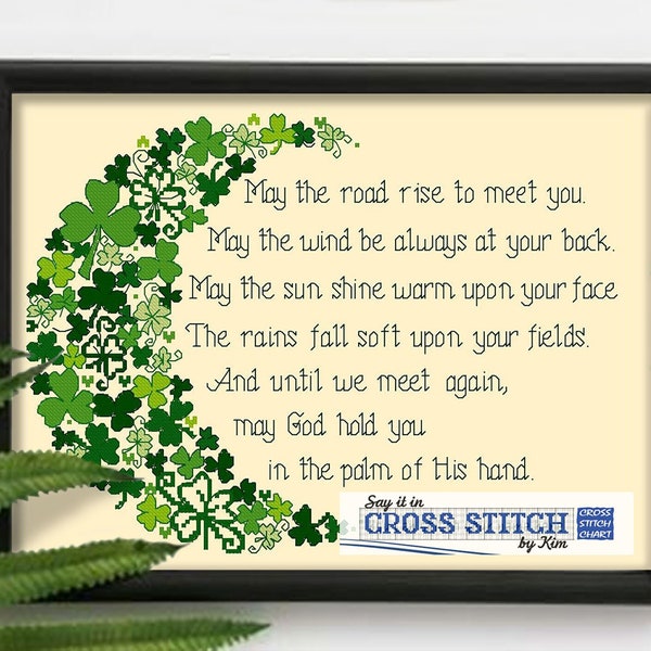 Irish Blessing-Clover Borders (Small) Cross Stitch Pattern