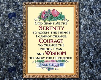 Serenity Prayer - Cactus Borders - Cross Stitch Pattern (PDF Downloadable)