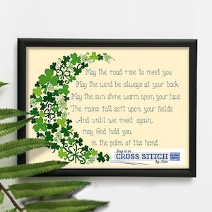 Irish Blessing-Clover Borders (Small) Cross Stitch Pattern