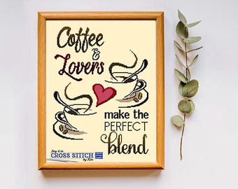 Coffee and Lovers - Cross Stitch Pattern (PDF Downloadable)