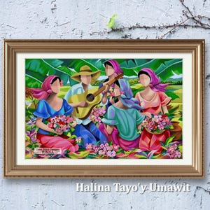 Cross Stitch Filipino Art Come Let Us Sing  Cross Stitch PDF Downloadable Pattern