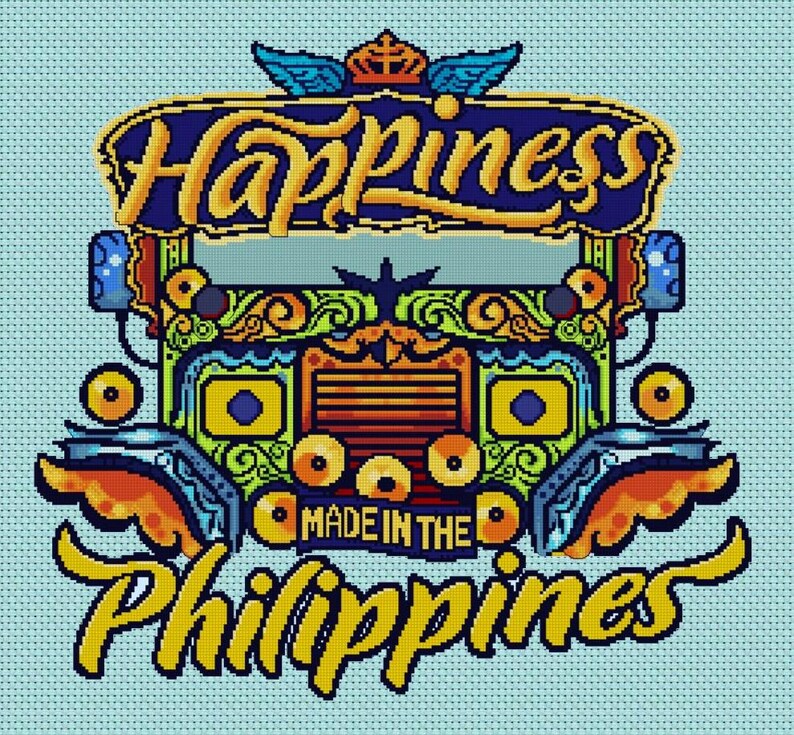 Philippines Lettering Design Color Gold Filipino Art Philippines Jeepney Logo Design Cross Stitch Pattern (PDF ...