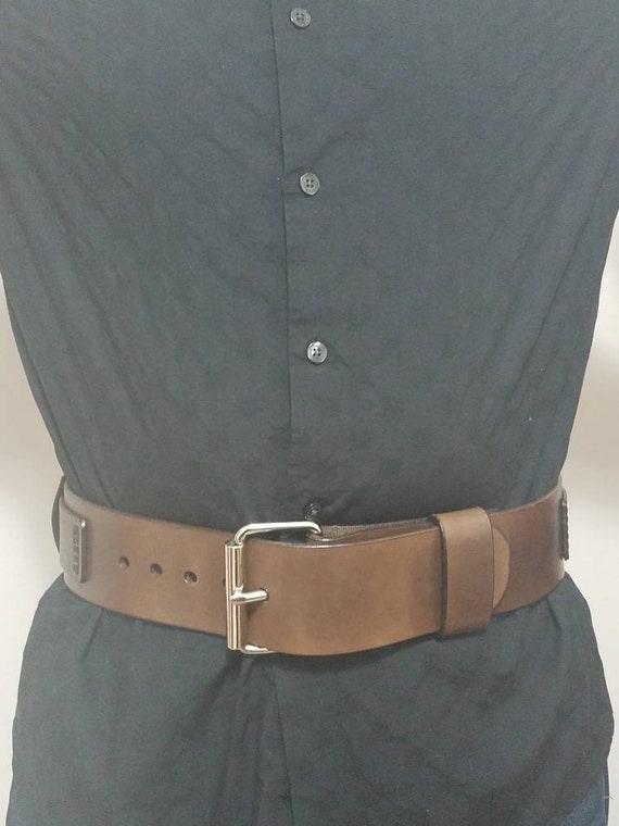 Leather Belt 2.5 Inch Wide Belt Pouch Set Etsy