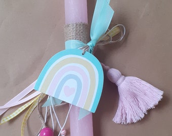 Lambada easter rainbow charm easter candle easter candle lampada πασχαλινη λαμπαδα greek easter candle