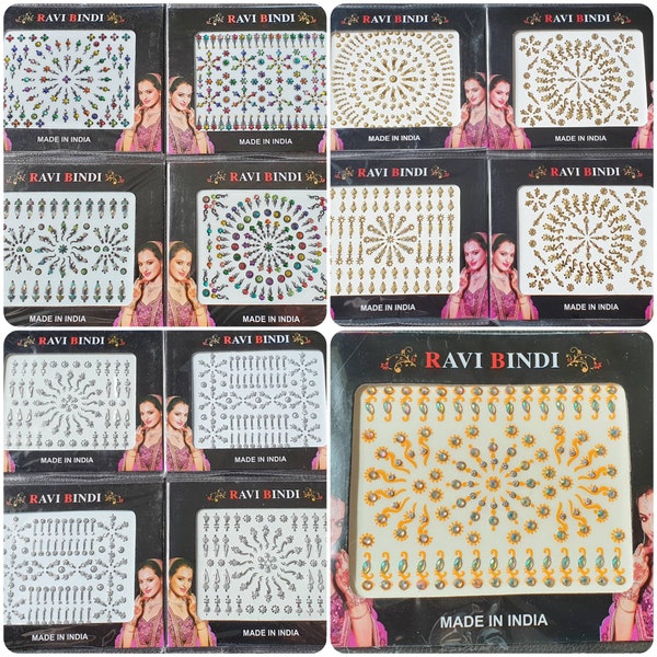 ABVERKAUF 100+ Bindi 2x Karten Crystal Diamante Indisches Bauchtanz Tattoo