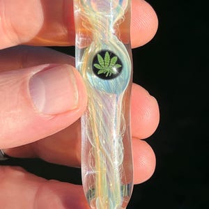 Inside Out Glass Pipe Chillum with Leaf Murine