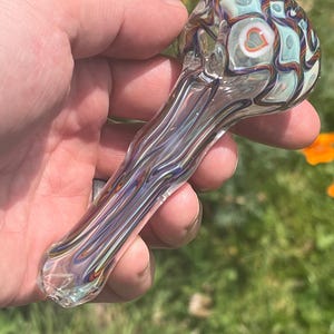 Pride Themed Inside Out Glass Pipe Spoon with Custom Rainbow Heart Murine
