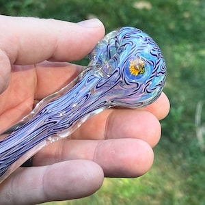 DeadHead Themed Inside Out Glass Pipe With Sunflower Steal  Your Face Millefiori