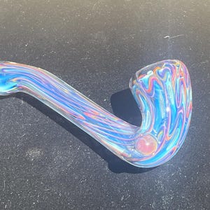Full Rainbow Cane Inside Out Sherlock Style Glass Pipe Spoon