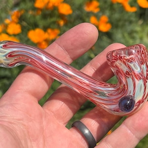 Chunky Full Cane Inside Out Sherlock Style Glass Pipe Spoon
