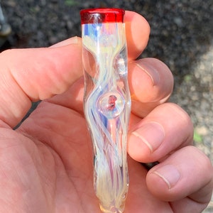 Inside Out Glass Pipe Chillum w/ Bite and Devil Milli