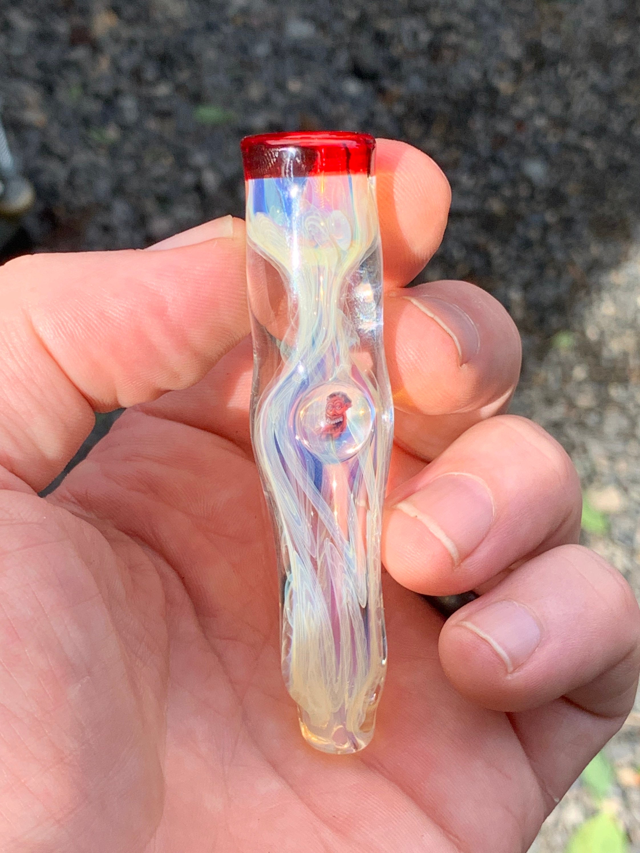 Inside Out Glass Pipe Chillum W Bite and Devil Milli - Etsy