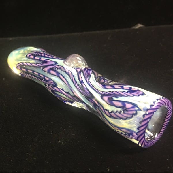 Chillum de pipa de vidrio Inside Out con boquilla estilo cincel