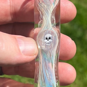 Inside Out Glass Chillum with Skull Millefiori