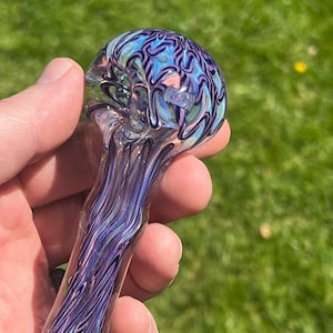 Cartoon Themed Shapely Inside Out Glass Pipe Spoon with Custom Towelee Murine