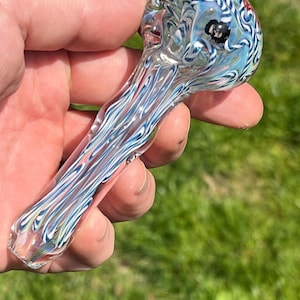 Revolutionary Themed Shapely Inside Out Glass Pipe Spoon with Custom Che Murine