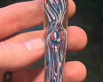 Deadhead Themed Inside Out Glass Chillum with SYF Murrine