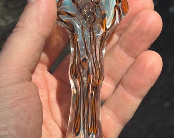 Shapely Inside Out Glass Pipe Spoon w/ Boognish Millefiori