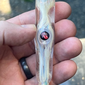 Inside Out Glass Pipe Chillum with Stones Millefiori