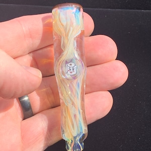 Inside Out Glass Pipe Chillum with Happy Roll Millefiori