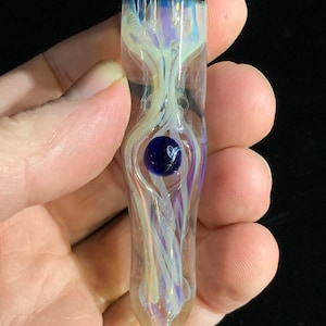 Inside Out Glass Pipe Chillum with 8 Ball Millefiori