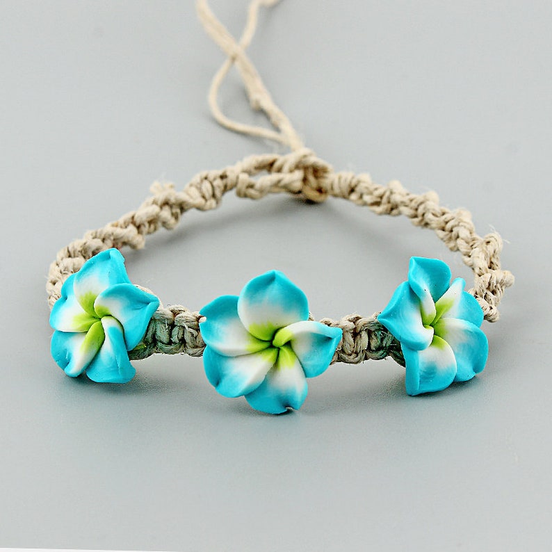 Anklet. Blue Plumeria Hawaiian Anklet or Bracelet. Beautiful Etsy