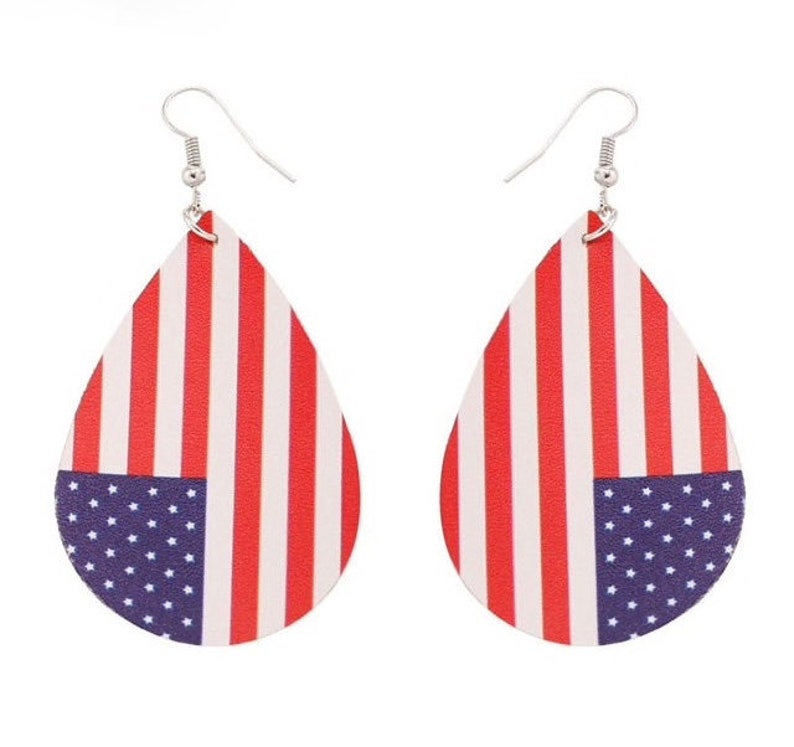 USA American Flag Flip Flop Dangle Earring Patriotic Earring Military Earring
