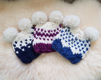 PATTERN: Baby Chunky Double Pom Pom Hat