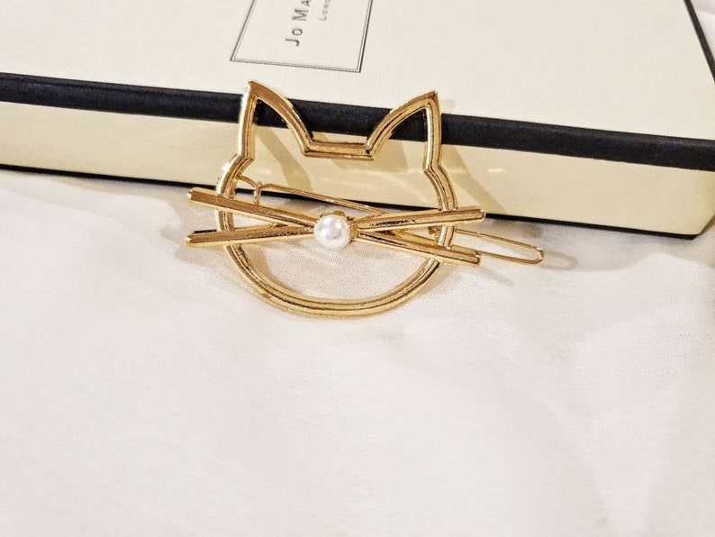 CATS Cat Hair Clip With Pearls Kawaii Barrette Clips Etsy